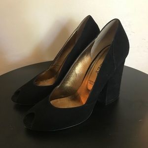 Suede Bally block heels (vintage)